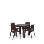 MOBETTO Rattan Kahve Kollu 4 Sandalye Masa Takımı - Bahçe&Balkon&Teras