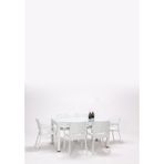 MOBETTO Rattan Large Lüx Camlı Beyaz Masa Takımı Bahçe&balkon 1 Camlı Masa + 6 Sandalye