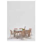 MOBETTO Rattan Large Lüx Camlı Cappucino Masa Takımı Bahçe&balkon 1 Camlı Masa + 6 Sandalye