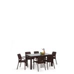 Mobetto Rattan Large Lüx Camlı Kahve Masa Takımı Bahçe&balkon 1 Camlı Masa + 6 Sandalye