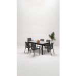 MOBETTO Rattan Lüx Camlı 90x150 Bahçe&balkon&teras Masa Seti - Antrasit
