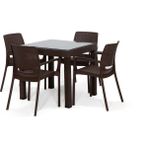 Mobetto Rattan Small Lüx Camlı Kahve Masa Takımı Bahçe&balkon 1 Camlı Masa 4 Sandalye