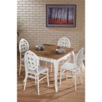 MOBETTO Venüs Beyaz/Sirius Sabit Masa - 4 Sandalye 1 Masa/Salon - Mutfak Masa Takımı