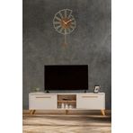 Mobetto White Tv Ünitesi Beyaz-Ceviz 160 cm 2 Kapaklı + 2 Raflı Tv Sehpası