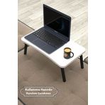 Mobezzo Ahşap Laptop Sehpası Seyyar Kahvaltı Masası Katlanır Çalışma Sehpası Beyaz 23 cm 35 cm Beyaz 59 cm