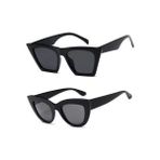 Mobgift 2'li Cat Eye Dörtgen Güneş Gözlüğü (Siyah) - Cat Eye Oval Güneş Gözlüğü (Siyah) - Siyah - Siyah