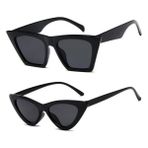 Mobgift 2'li Cat Eye Dörtgen Güneş Gözlüğü (Siyah) - Cat Eye Retro Güneş Gözlüğü (Siyah)