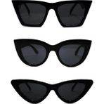Mobgift 3’lü Cat Eye Dörtgen Güneş Gözlüğü (Siyah) Cat Eye Oval Güneş Gözlüğü (Siyah) Cat Eye Retro Güneş Gözlüğü (Siyah)