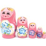 Mobgift 5’li Matruşka Bebek Ahşap Pembe