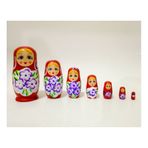 Mobgift Ahşap Tombul Iç Içe Matruşka Bebek 7li Set Kırmızı