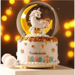 Mobgift Ay Üzerinde Unicorn Temalı Orta Boy Müzikli Işıklı Kar Küresi