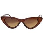 Mobgift Cat Eye Retro Güneş Gözlüğü (Şeffaf Kahverengi - Kahverengi)