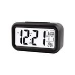 Mobgift Dijital LCD Sensörlü Termometreli Işıklı Çalar Saat (Siyah)