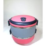 Mobgift Freshbox 2 Katlı 2 Renkli Sefer Tası Yemek Termosu (Pembe Gri) - Pembe - Gri