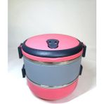 Mobgift Freshbox 2 Katlı 2 Renkli Sefer Tası Yemek Termosu - Pembe Gri