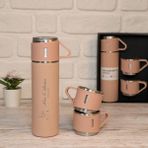 Mobgift Isim Baskılı Paslanmaz Çelik Termos 2 Bardaklı Pembe - 500 ml