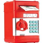 Mobgift Şifreli Otomatik Kağıt Para Alan Atm Kasa Kumbara Kırmızı