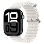 Mobicas Apple Watch Ultra 3 (49MM) Uyumlu Ocean Silikon Kordon-75 Beyaz