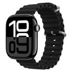 Mobicas Apple Watch Ultra 3 (49MM) Uyumlu Ocean Silikon Kordon-75 Siyah
