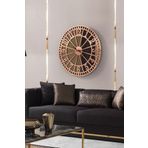 Mobievim Ahşap Ceviz Dekoratif Gerçek Aynalı Duvar Saati 50x50 cm