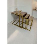 Mobievim Gold Metal Ayaklı Bronz Aynalı C Zigon Sehpa 40x55 cm