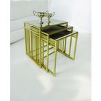 Mobievim Milano Gold Metal Ayaklı Bronz Aynalı Zigon Sehpa 40x55 cm