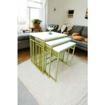 Mobievim Milano Gold Metal Ayaklı Krem Üst Tablalı Zigon Sehpa 40x55 cm