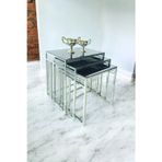Mobievim Milano Gümüş Metal Ayaklı Füme Aynalı Zigon Sehpa 40x55 cm
