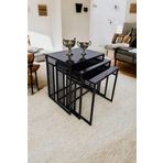 Mobievim Milano Siyah Metal Ayaklı Füme Aynalı Zigon Sehpa 40x55 cm
