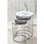Mobievim Napoli Krom Metal Ayaklı Aynalı Zigon Sehpa 3'Lü 47x47 cm