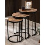 Mobievim Roma Ceviz Kaplama Mdf 3^Lü Zigon Sehpa 47x47 cm