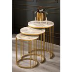 Mobievim Roma Gold Metal Ayaklı Mermer Desenli Mdf'Li Zigon Sehpa 47x47 cm