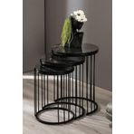 Mobievim Roma Siyah Metal Ayaklı Mermer Desenli Mdf'Li Zigon Sehpa 45x45 cm