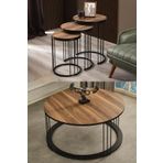 Mobievim Roma Siyah Metal Ayaklı,ceviz Kaplama Mdf Sehpa Seti 7086868872351-8404