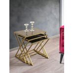Mobievim Venedik Gold Metal Ayaklı Bronz Aynalı Zigon Sehpa 40x55 cm