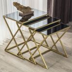 Mobievim Venedik Gold Metal AyaklıFüme Aynalı Zigon Sehpa