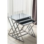 Mobievim Venedik Krom Metal Ayaklı Füme Aynalı Zigon Sehpa 40x55 cm