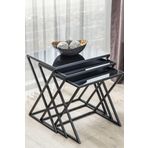 Mobievim Venedik Siyah Metal Ayaklı Füme Aynalı Zigon Sehpa 40x55 cm