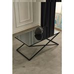 Mobievim Venedik Siyah Metal Füme Aynalı Orta Sehpa 110x60 cm