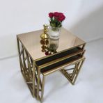 Mobievim Venice Gold Metal Ayaklı Bronz Aynalı Zigon Sehpa 40x55 cm