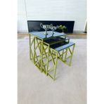 Mobievim Venice Gold Metal Ayaklı Füme Aynalı Zigon Sehpa 40x55 cm