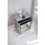 Mobievim Venice Gümüş Metal Ayaklı Füme Aynalı Zigon Sehpa 40x55 cm