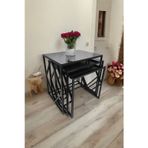 Mobievim Venice Siyah Metal Ayaklı Füme Aynalı Zigon Sefpa 40x55 cm
