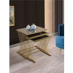 Mobievim Vienna Gold Metal Ayaklı Bronz Aynalı Zigon Sehpa 40x55 cm