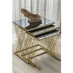 Mobievim Vienna Gold Metal Ayaklı Füme Aynalı Zigon Sehpa 40x55 cm
