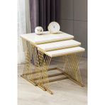 Mobievim Vienna Gold Metal Ayaklı Mdf'Li Zigon Sehpa 45x55 cm