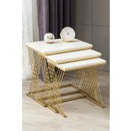 Mobievim Vienna Gold Metal Ayaklı,mdf'li Zigon Sehpa