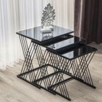 Mobievim Vienna Siyah Metal Ayaklı Füme Aynalı Zigon Sehpa 40x55 cm