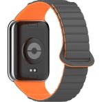 Mobify Xiaomi Mi Band 8 Pro Bükülmelere Dayanıklı Esnek Silikon Kordon KRD105 - Gri - Turuncu