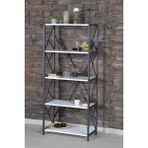 Mobigoom 5 Raflı Metal Kitaplık 60 cm Genişlikte Yonga Levha ile Dayanıklı ve Dekoratif Tasarım